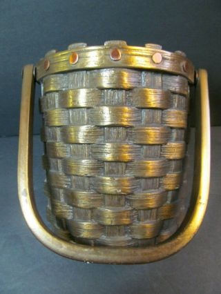 Door Knocker Woven Basket Solid Brass With Hardware Heavy Vintage