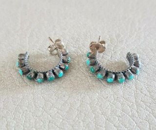 Vintage American Indian Native ZUNI CUFF BRACELET & 2 Pair EARRINGS Turquoise 7