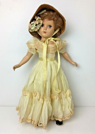 Rare 1940s Madame Alexander Princess Margaret Rose Doll Yellow Dress & Bonnet