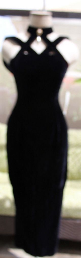 Vintage 80 " S Jessica Mcclintock Gunne Sax Black Velvet Evening Long Dress 5/6