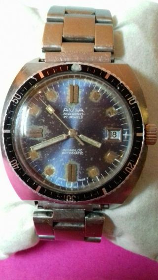 Avia Marino Steel Rare Vintage Scuba Diver Dive Automatic Watch 2
