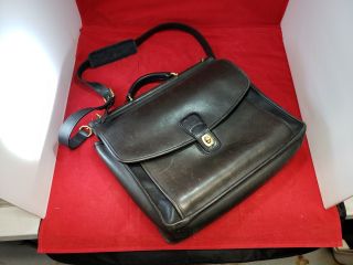 Vintage Coach Black Leather Briefcase Laptop Bag D8c - 5299