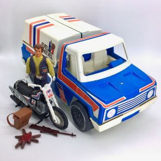 Evel Knievel Canyon Rig And Trail Bike With Rare Trail Figure Ideal 1977