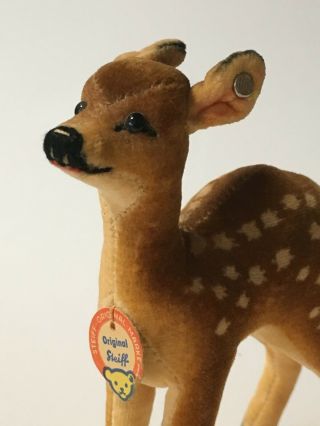 Steiff Fawn Deer Bambi Plush 12cm 5in 1960s Sterling Id Sweet Face Vintage Tags