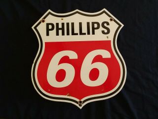 Vintage Phillips 66 Gasoline / Motor Oil Porcelain Gas Pump Sign
