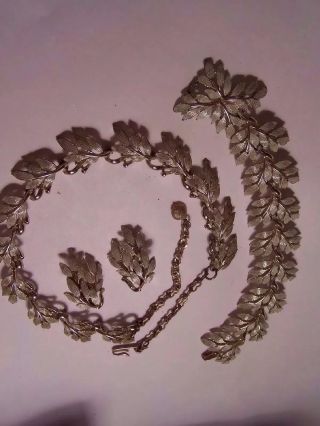 Vintage Estate 3 Piece Set Necklace Bracelet Clip Earrings Gold & Silver