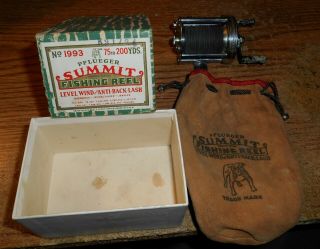 Vintage Pflueger Summit No.  1993 Casting Reel/jeweled End Caps/in Box/nice
