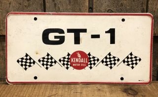 Vintage Kendall Motor Oil Gt - 1 Race Car Auto License Plate Topper Sign