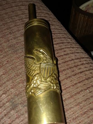 Vintage Brass Black Powder Flask/horn - W/ Eagle.