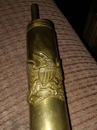Vintage Brass Black Powder Flask/Horn - w/ Eagle. 4