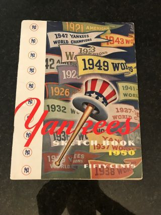 Vintage 1950 York Yankees Sketch Book - Joe Dimaggio,  Yogi Berra,  Program