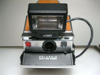 Vintage Polaroid SX - 70 Instant Land Camera w/ Wards Flash Attachment 3