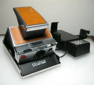 Vintage Polaroid SX - 70 Instant Land Camera w/ Wards Flash Attachment 4