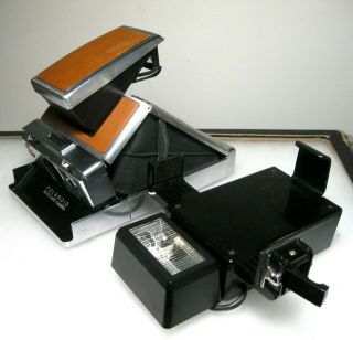 Vintage Polaroid SX - 70 Instant Land Camera w/ Wards Flash Attachment 5
