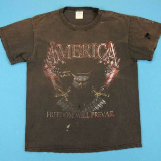 90s Trashed Motorcycle Vintage T Shirt Men M/l │ Faded Black Eagle Biker Tee