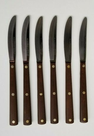 Set Of 6 Vintage Cutco 47 Brown Handle Steak Table Knives