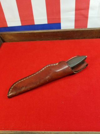 Vtg Sheath Hunt Blade Gerber 60s - 70s Mini Magnum Knife,  Orig Leather Fold Case