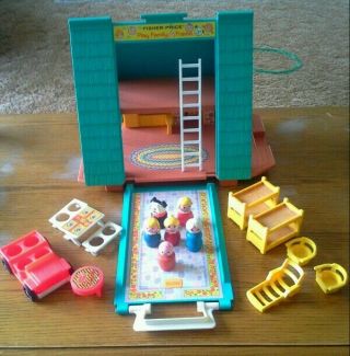 Vintage Fisher Price Little People A Frame House 990 With Accessories