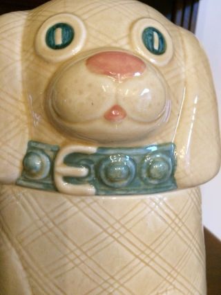 Vintage Metlox PoppyTrail Ceramic Cookie Jar - Beige - Gingham Pattern Puppy 3