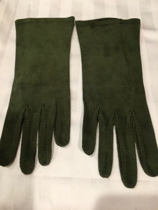 Vintage Hermes Green Leather Gloves Made For Garfinckles