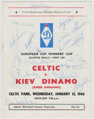 Celtic V Dinamo Kiev 1966 Rare Autographed Programme 31 X Signatures