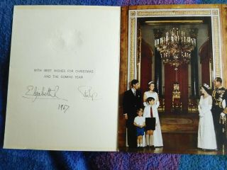 Queen Elizabeth Ii And Prince Philip Rare 1967 Christmas Card