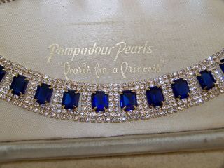 GORGEOUS JEWELLERY SAPPHIRE & CLEAR RHINESTONE ART DECO GOLD COCKTAIL BRACELET 3