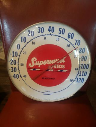 Vintage Supersweet Feeds Thermometer Jumbo Dial Corporation Made In Usa Ohio
