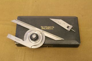 Vintage Ls Starrett No.  359 Bevel Protractor W/ Case Machinist Tool N215