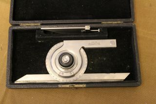Vintage LS STARRETT No.  359 Bevel Protractor w/ Case Machinist Tool n215 4