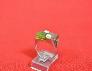 Vintage Sterling Silver Amethyst Peridot Modernist Ring Sz 7 Rough Cut Stone 900