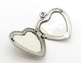 925 Sterling Silver - Vintage I Love You Heart Locket Pendant (OPENS) - P5819 3