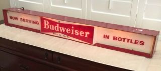 Rare 1940s Budweiser Beer King Of Beers Metal Lighted Advertising Sign 48”x5”