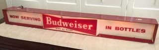 Rare 1940s BUDWEISER BEER King of Beers Metal Lighted Advertising Sign 48”x5” 2