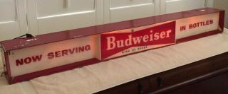 Rare 1940s BUDWEISER BEER King of Beers Metal Lighted Advertising Sign 48”x5” 3