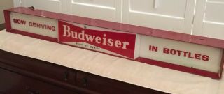 Rare 1940s BUDWEISER BEER King of Beers Metal Lighted Advertising Sign 48”x5” 5