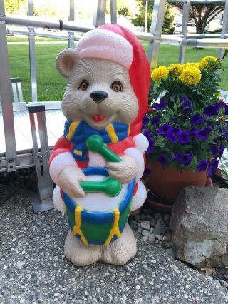 Vintage Tpi Bear Drummer 30 Inches Blow Mold Holiday Christmas Yard Decor