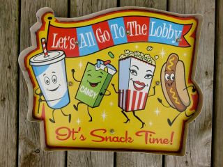 Movie Theater Led Metal Sign Snack Time Vintage Home Theatre Decor Cinema