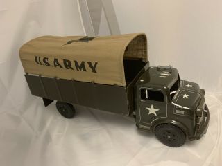 Marx U.  S.  Army Troop Transport Vintage Metal Truck Canvas Canopy
