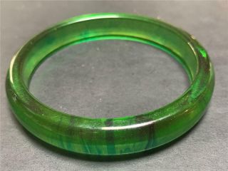 Rare Vintage Clear Green Bakelite Bangle Bracelet