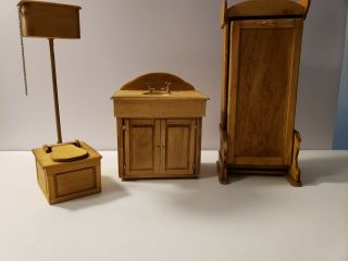 Dollhouse Miniature Artisan Signed Jim Gans Bathroom Set