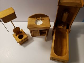 DOLLHOUSE MINIATURE ARTISAN SIGNED JIM GANS BATHROOM SET 3