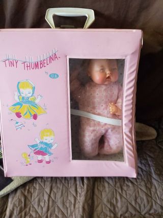 Vintage Ideal Tiny Thumbelina Doll W Case Clothes