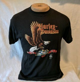 Vintage 1986 3d Emblem Harley Davidson Motorcycle Bald Eagle Men 
