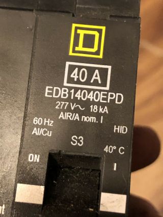Rare Square D Edb14040epd Circuit Breaker Ground Fault 277.  ( (86