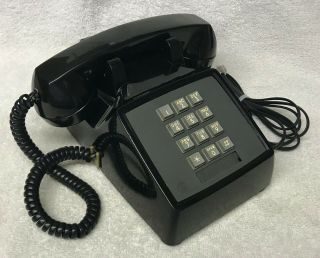 Vintage 1970s Western Electric 2500mm (79236) Black Pushbutton Desktop Telephone
