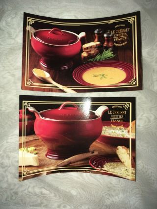 RARE Purple Le Creuset Large 3 QT Soup Tureen Cassis w/ Recipe Cards 7