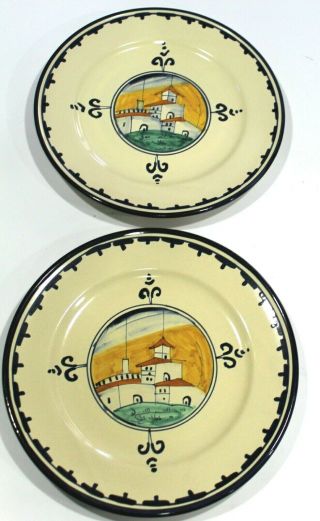 Vintage 2 Casolare By Corso De Fiori Italian Pottery 10.  5 " Dinner Plates Italy