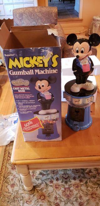 Vintage Disney 60 Years Mickey Mouse Gumball Machine 1968 With Stand