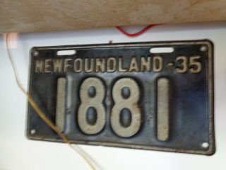 Rare Canada Newfoundland License Plate 1935